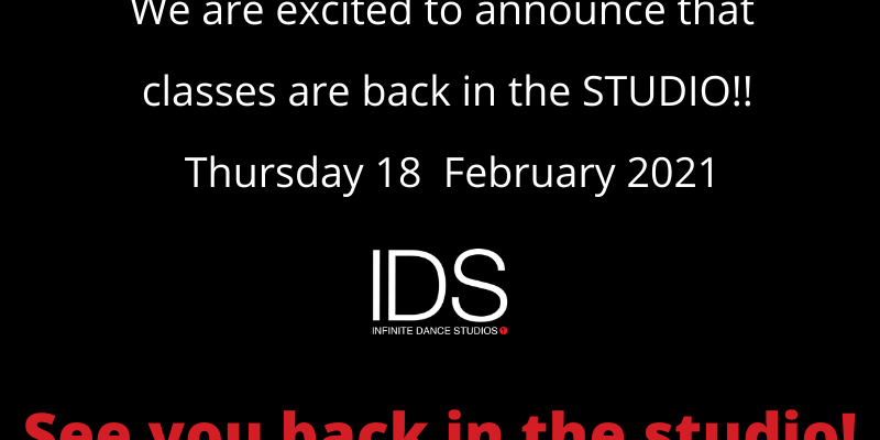 Classes Back in the STUDIO Thursday 18 February